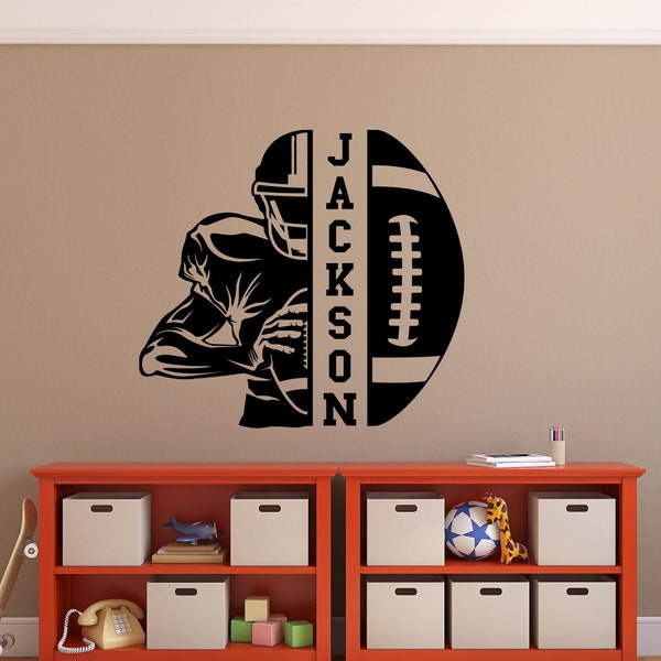 Personalized American Football Name Wall Decal, Custom Football Player Sticker, Football Boys Room Decor, Personalized Football Gift 327