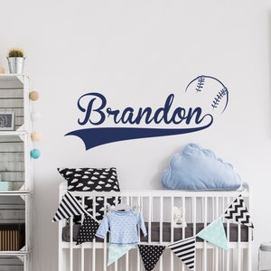 Personalized Baseball Wall Decal Name -  Baseball Name Wall Sticker, Custom Baseball Wall Decor, Sports Wall Decal Boys Teens Room Playroom