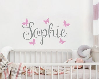 Butterfly Name Wall Decal - Custom Nursery Decor WW13