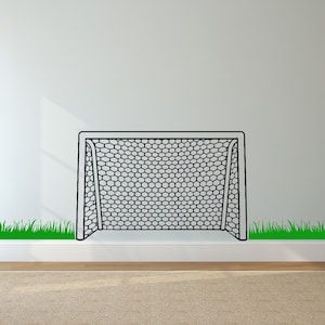 Fußballtor mit Grass Wandtattoo - Fußballnetz, Fußballtor, Fußball Motto Kinderzimmer Dekor, Fußball Geschenke, Fußball Kinder Party Dekoration 9