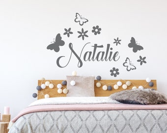 Wall Decal Butterfly Name Girl's Room Wall Decals Girls Bedroom Decor ...