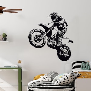 Motorcross Vinyl Wall Decal: Motorbike Rider, Boys Room Decor WW400