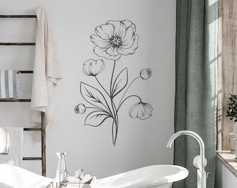 Wildflower Wall Decal: Handpainted Floral Home Decor WW411