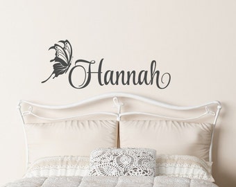Butterfly Name Decal - Girls Name Wall Decal with Butterfly - Custom Wall Decals for Girls - Vinyl Wall Decal Butterfly Girls Nursery Decor