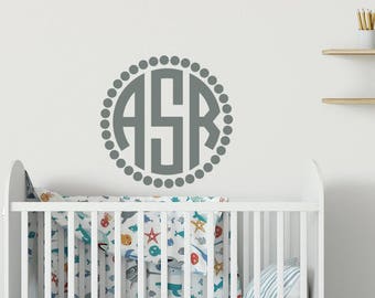 Monogram Wall Decal Letters - Nursery Monogram Wall Decal - Personalized Monogram Vinyl Wall Decal - Personalized Initials Nursery Decor