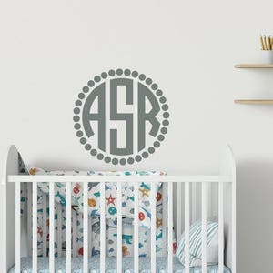 Personalized Monogram Vinyl Wall Decal - Nursery Initial Decor WW88
