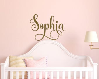 Baby Girl Nursery Wall Decal- Gold Decal for Girls Room Decor- Name Decal- Wall Decals for Girls- Personalized Name Wall Decal Girl Bedroom