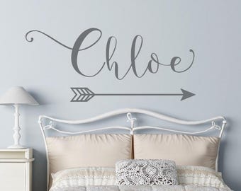 Gepersonaliseerde muursticker naam: pijlontwerp, boho kinderkamerdecoratie WO 43