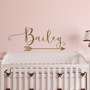 Personalized Girls Name Wall Decal with Arrow Decor WW43