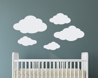 Juego de calcomanías de pared de nubes: decoración neutra para habitación infantil, arte para habitación infantil WW18