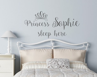 Vinilo decorativo personalizado con nombre de princesa: Decoración infantil para niñas WW54