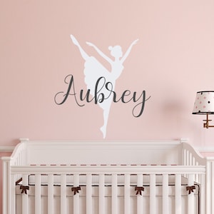 Personalisiertes Ballerina Wandtattoo Name Kinderzimmer Dekor - Mädchen Wandtattoos Ballerina Dekor - Kinderzimmer Wandtattoo Mädchenzimmer Ballett Tänzerin Dekor