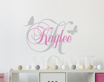 Personalized Butterfly Name Wall Decal: Girls Nursery Decor WW51