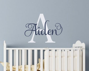 Nursery Wall Decals - Personalized Name Wall Decal with Initial for Boys and Girls Room Decor - Monogram Wall Decal - Children Wall Decals