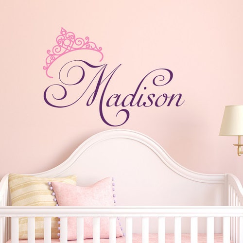 Princess Tiara Crown Baby Girl Name Decal Nursery Personalized Etsy