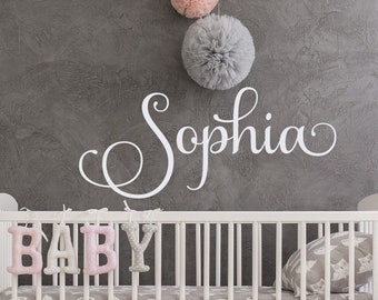 Girls Name Wall Decal - Personalized Childrens Wall Decal, Baby Girl Nursery Wall Decal, Elegant Girls Name Wall Decor, Cursive Name Decal