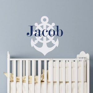 Nautical Name Wall Decal - Personalized Anchor Name Decal - Name Wall Decal Boy - Nautical Nursery Decor - Underwater Decal Sailing Decor