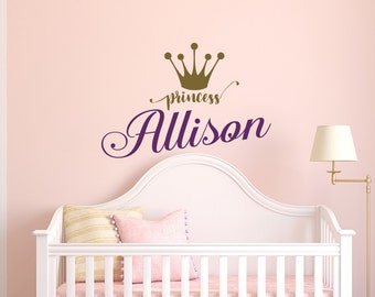 Personalisiertes Prinzessin Name Wandtattoo: Mädchen Kinderzimmer Dekor WW47
