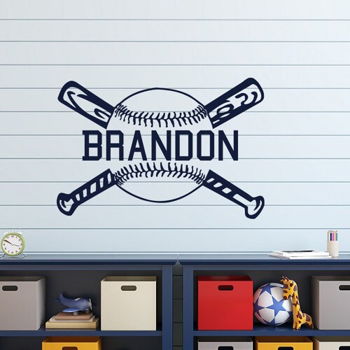 Personalized Name Baseball Wall Decal Custom Name Baseball Etsy
