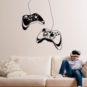 Ensemble de 2 autocollants dart mural de contrôleurs de jeu pour le décor de salle de jeux de garçons adolescents, autocollant de contrôleurs de jeu, décalcomanie de jeu vidéo, décor de salle de jeu 308 image 1