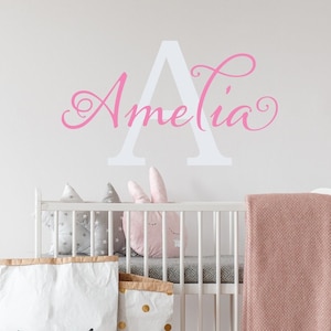 Personalisierte Name Wand Aufkleber: Schreibschrift Monogramm, Kinderzimmer Dekor