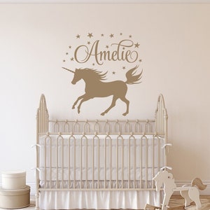 Unicorn Wall Decal With Girl Name, Personalized Girls Name Sticker, Horse Wall Art Unicorn Decor, Wall Decal Nursery Girls Birthday Gift 93