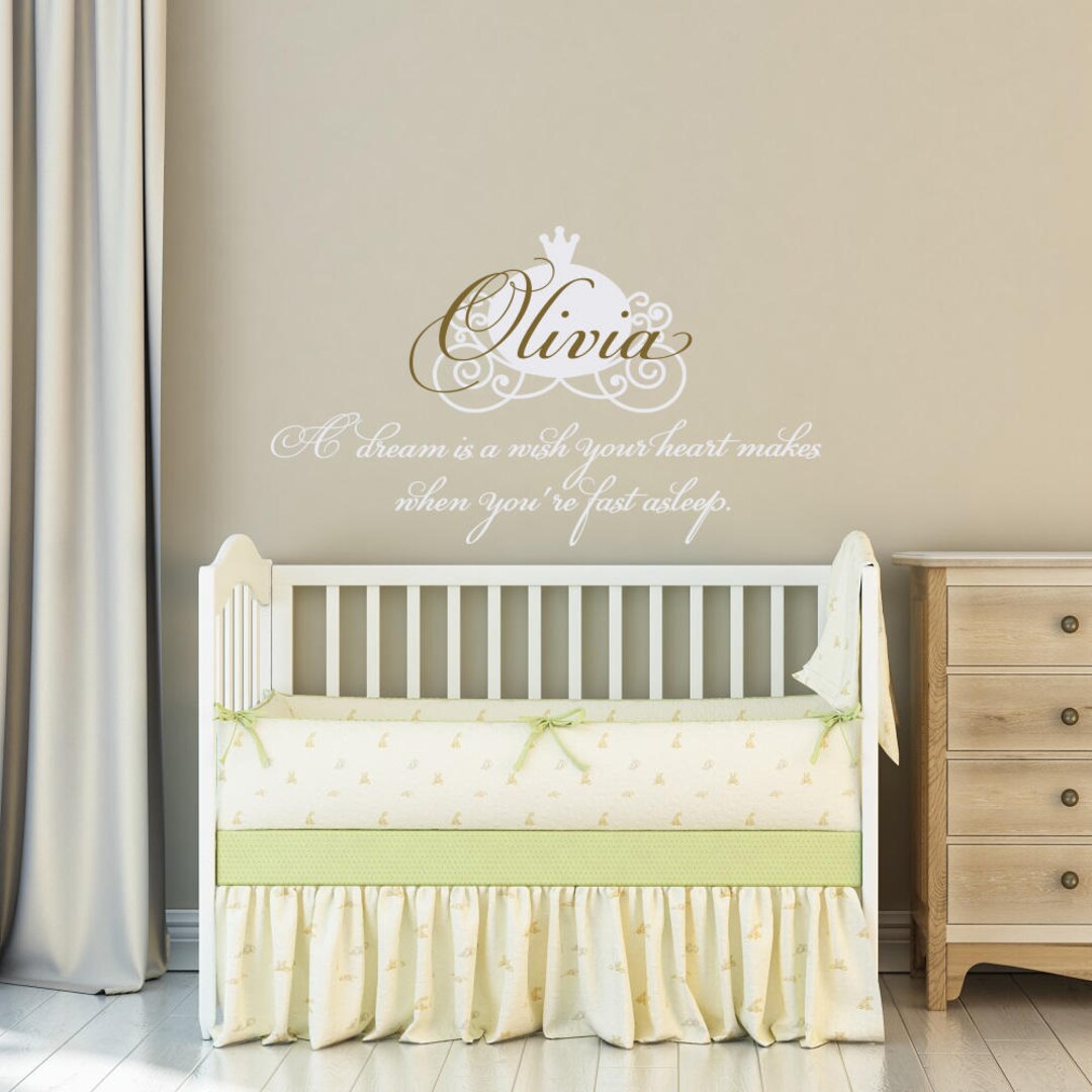 Custom Baby Girls Name Wall Decal A Dream is A Wish Your Heart Makes ...