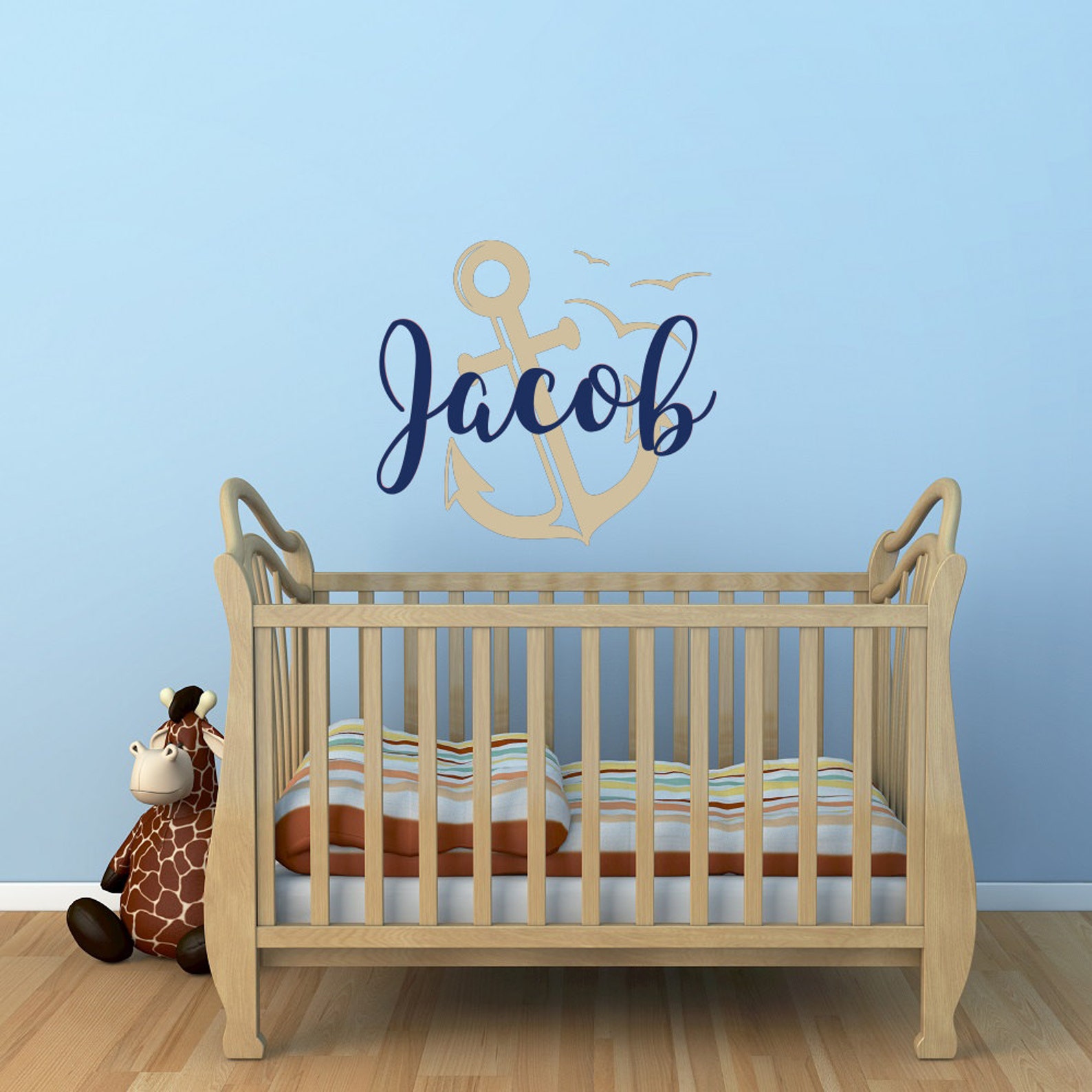Personalized Anchor Wall Decal Name Wall Decal Boy Custom Etsy