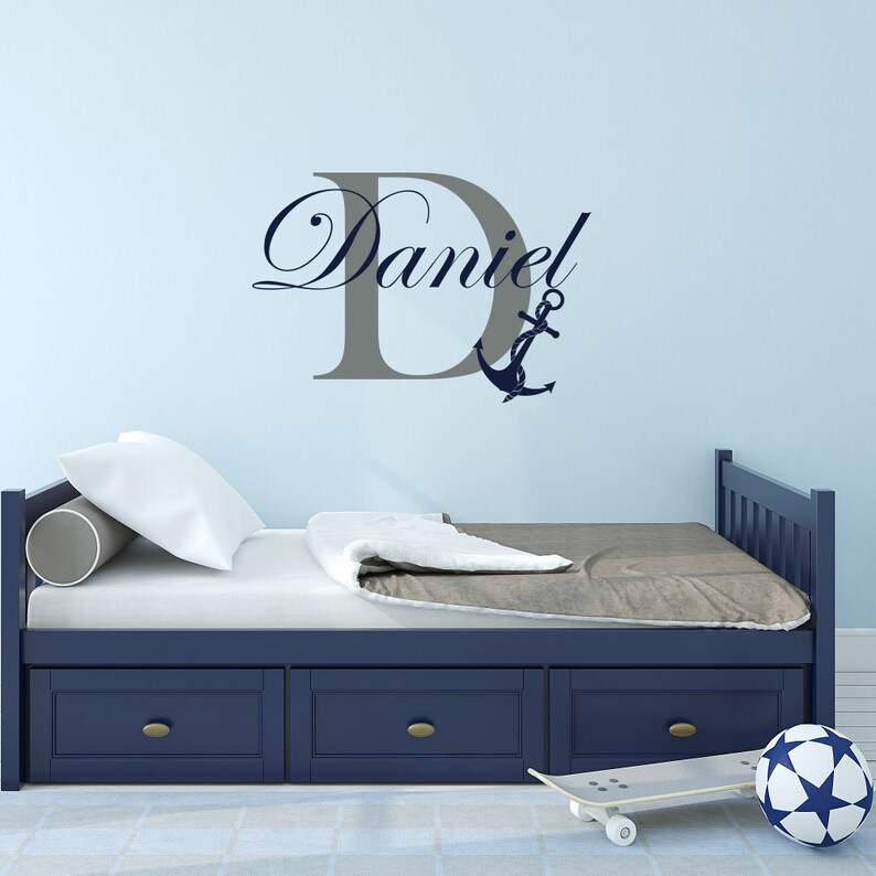 Boys Name Decal Anchor Nursery Decor Custom Name Decal Etsy