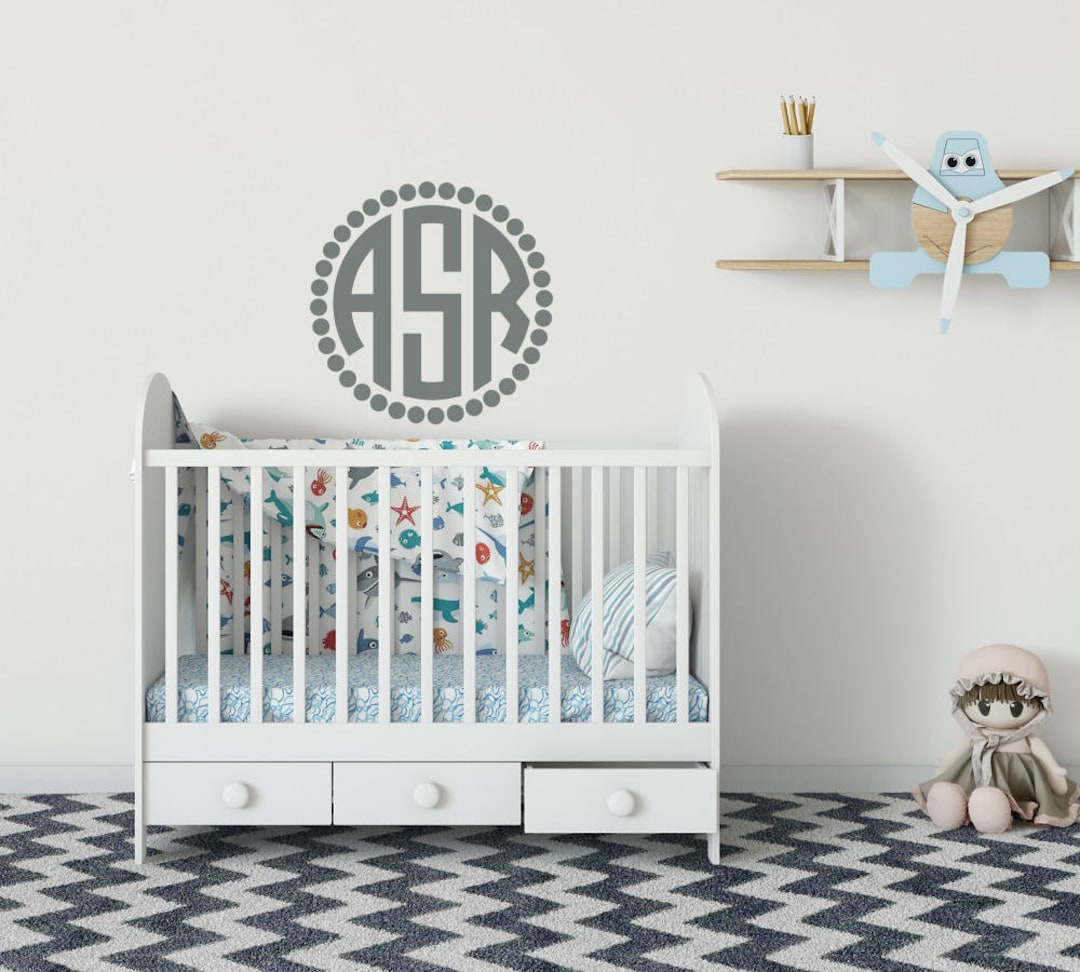 Personalized Monogram Vinyl Wall Decal - Nursery Initial Decor WW88 - Etsy