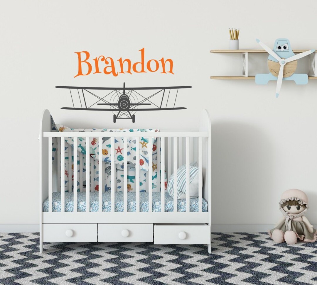 Airplane Name Wall Decal Boy - Personalized Boy Nursery Wall Decal ...
