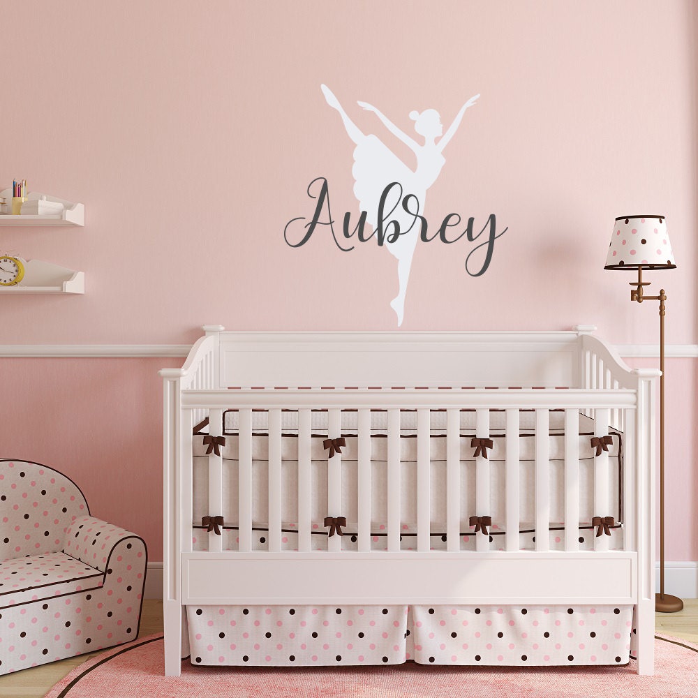 Personalized Ballerina Wall Decal Name Nursery Decor Girls Decals Room Ballet R