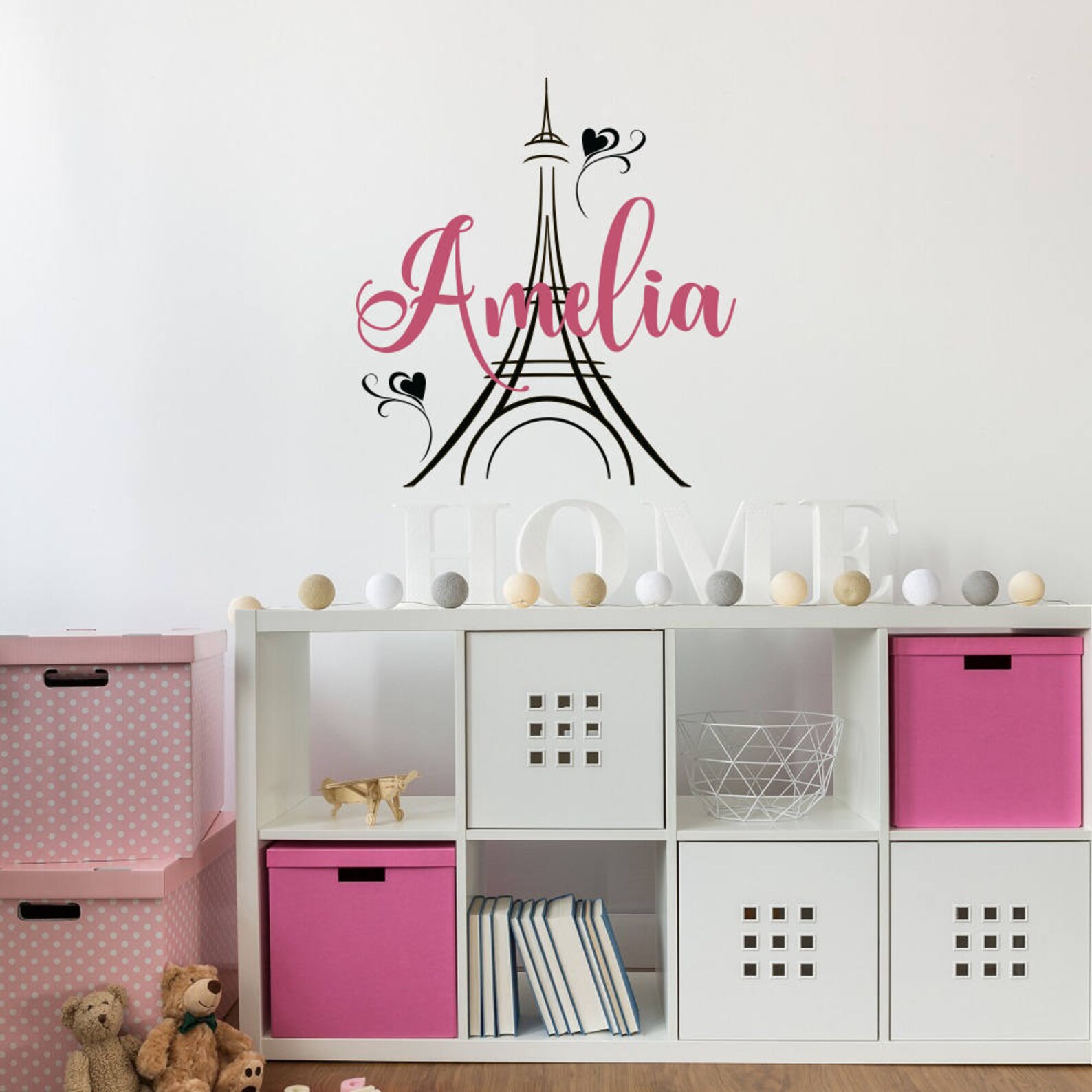 Girl Name Wall Decal Paris Theme Decor Personalized Paris Etsy