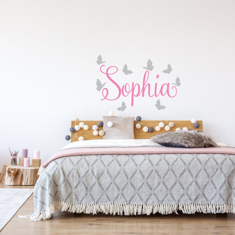 Custom Baby Girl Name with Butterflies Wall Decal Butterfly Etsy