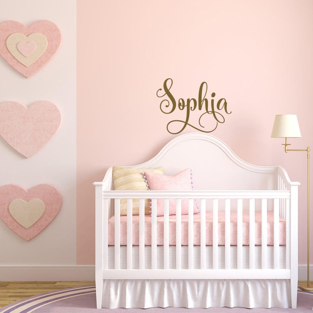 Baby Girl Nursery Wall Decal Gold Decal for Girls Room Decor Name Decal Wall Decals for Girls ...