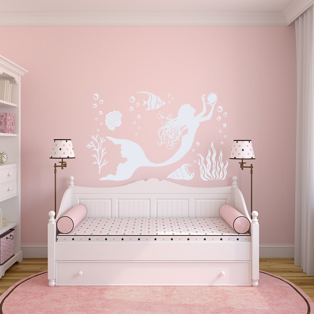 Mermaid Wall Decal: Sea Life Nursery Decor WW233 - Etsy