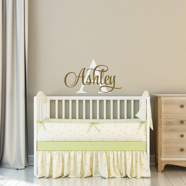 Girls Name Monogram Wall Decal Baby Girl Nursery Decor Kids Etsy