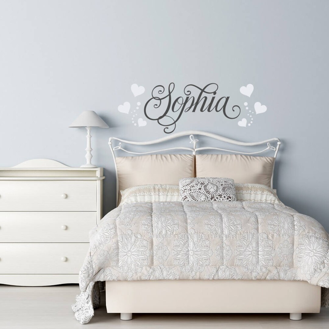 Name Wall Decal Hearts Decals Wall Decal Girls Room Etsy