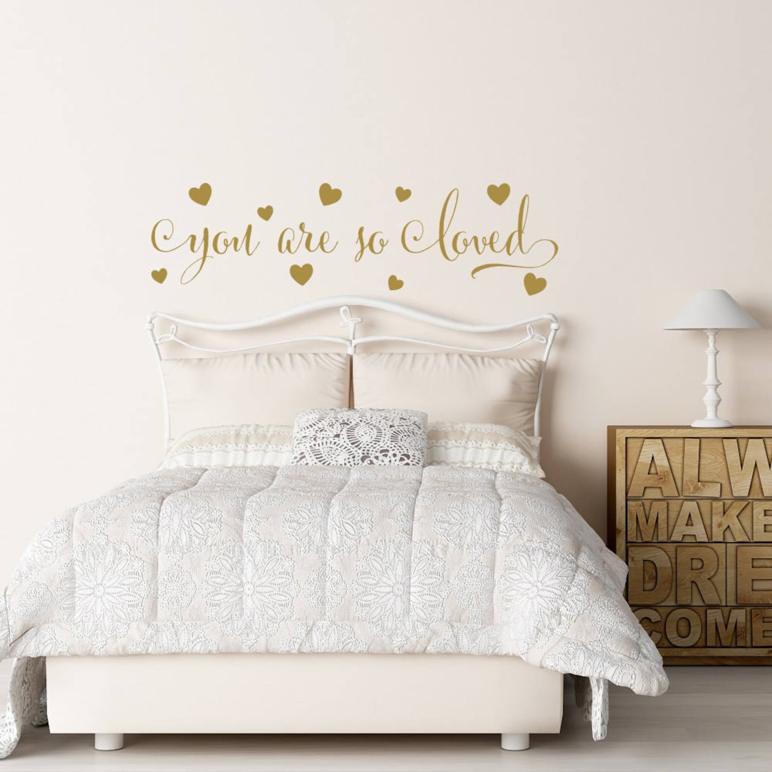 You Are So Loved Wall Decal Gold Wall Decal Hearts Wall Etsy