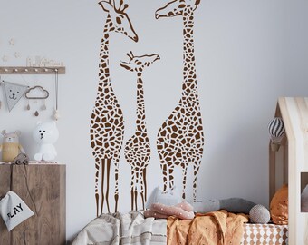 Giraffe Family Vinyl Wall Decal: Safari Nursery Decor WW220