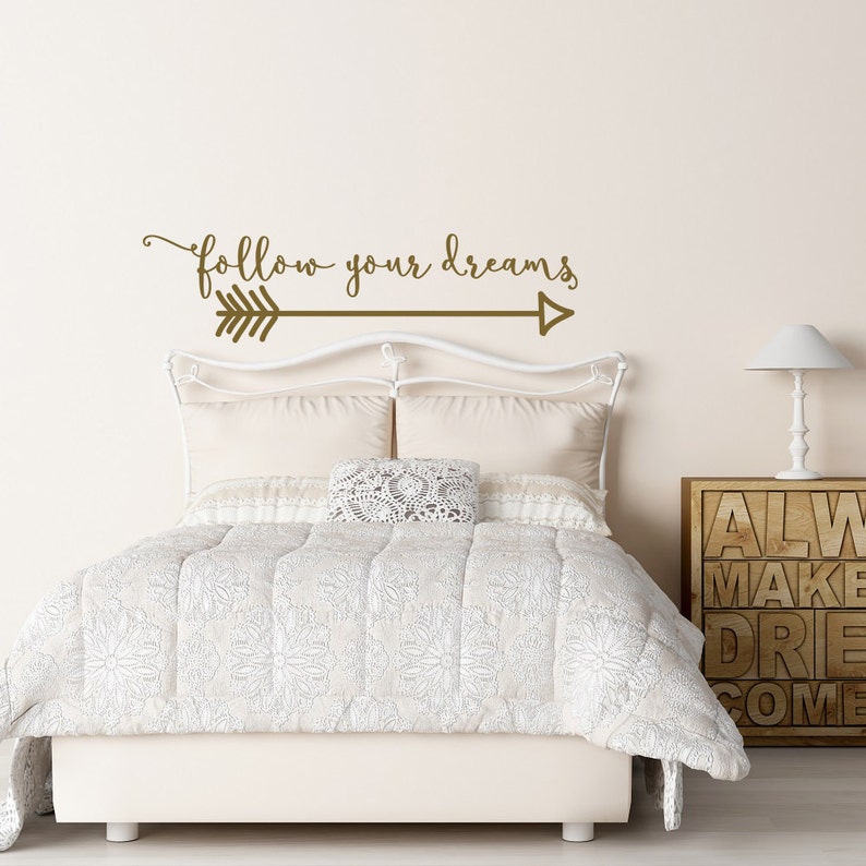 Arrow Wall Decal Follow Your Dreams Wall Decal Quote Etsy