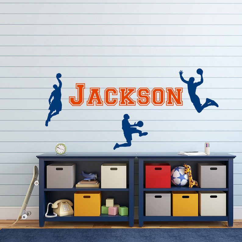 Basketball Name Wall Decal Jumpman Wall Decal Personalized Etsy