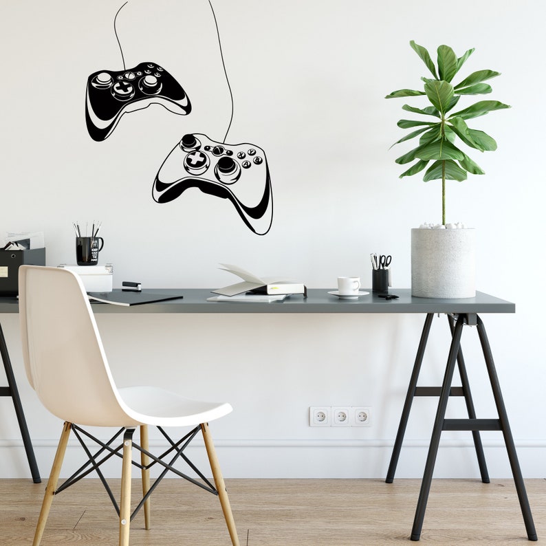 Ensemble de 2 autocollants dart mural de contrôleurs de jeu pour le décor de salle de jeux de garçons adolescents, autocollant de contrôleurs de jeu, décalcomanie de jeu vidéo, décor de salle de jeu 308 image 3