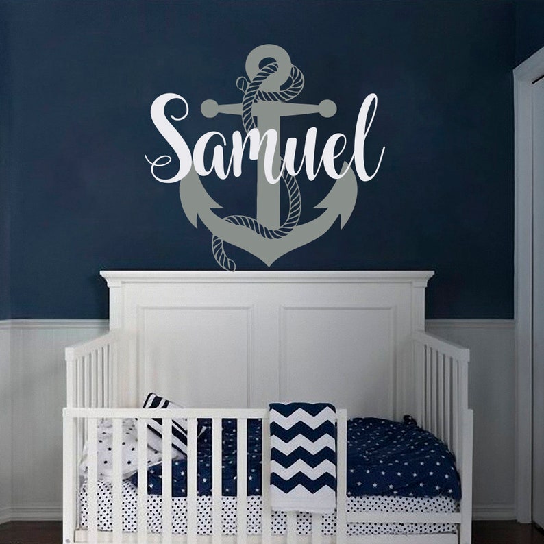 Nautical Name Wall Decal Boy Nursery Anchor Name Decal for Etsy