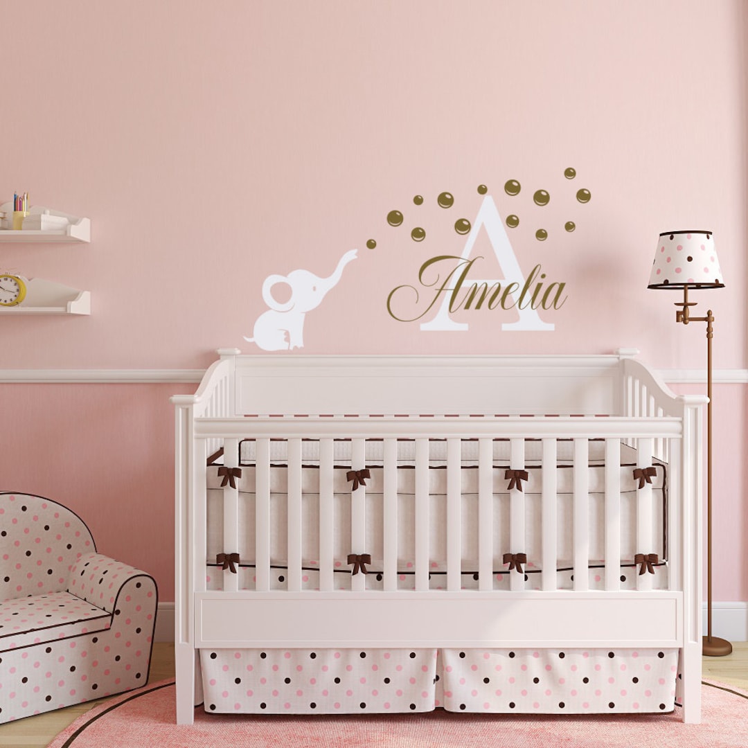 Name Wall Decal - Nursery Wall Decals Elephant Name Monogram Wall Decal ...