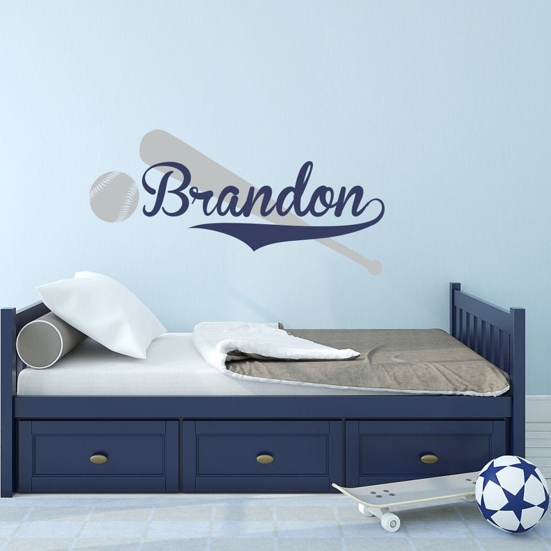 Baseball Wall Decal with Personalized Name Boys Name Decal Etsy