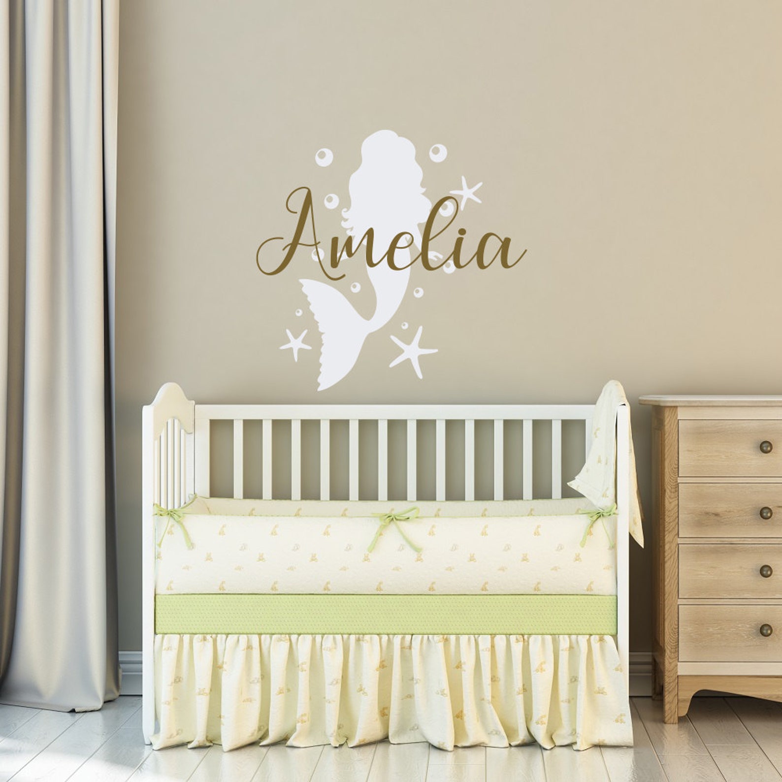 Little Mermaid Wall Decal Personalized Girls Name Mermaid Etsy