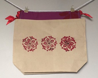 Large project bag - Red Flower Medallion