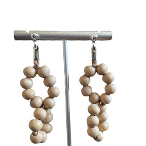 Abstract Wooden Bead Twist Hanging Earring boho