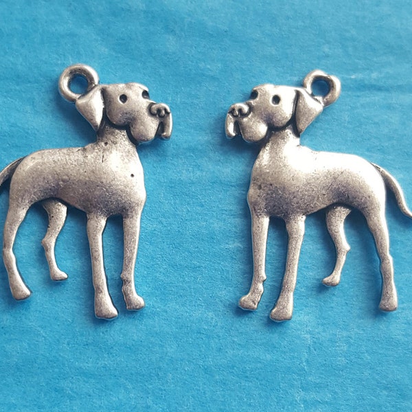 3D Great Dane Puppy Dog Charm Pendant – 925 Sterling Silver, Made In Italy